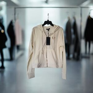 True Religion Women's Cream Zip-Up Hoodie